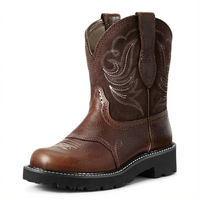 Santiag mi-haute marron Simili Cuir Femme - Motifs brodés et allure western distinctive 3