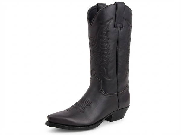 Santiag mi-haute marron foncé Simili Cuir Homme - Talon carré et coutures élégantes