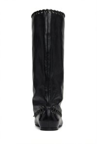 Botte haute noir Synthétique Femme - Santiags audacieuses à œillets métalliques 3