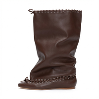 Botte haute marron foncé Synthétique Femme - Santiags marron à bout ouvert audacieux 2