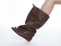 Botte haute marron foncé Synthétique Femme - Santiags marron à bout ouvert audacieux 1