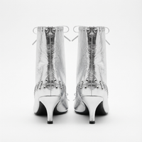 Bottine à talon argenté Synthétique Femme - Santiags argentées à laçage corset 3