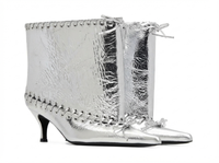 Bottine à talon argenté Synthétique Femme - Santiags argentées à laçage corset 1
