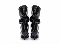 Bottine haute noir Synthétique Femme - Santiags noir verni avec œillets métalliques 3