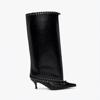 Botte haute noir Synthétique Femme - Santiags noires à lacets élégants 2