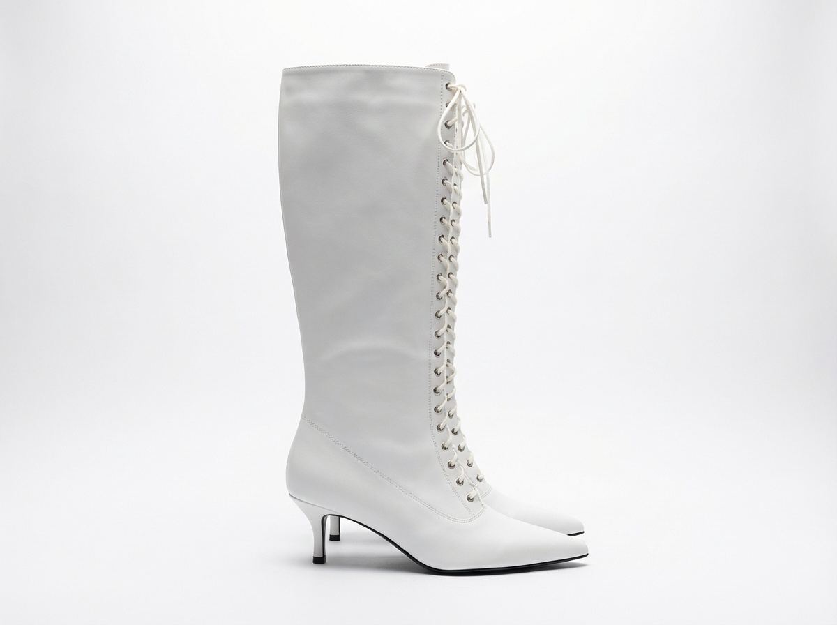 Botte haute blanc Synthétique Femme - Santiags blanches à talon aiguille sophistiqué 2