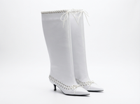 Botte haute blanc Synthétique Femme - Santiags blanches à talon aiguille sophistiqué 1