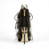 Bottine à talon noir Synthétique Femme - Santiags modernes avec fourrure et talons aiguilles 2
