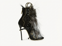 Bottine à talon noir Synthétique Femme - Santiags modernes avec fourrure et talons aiguilles 3