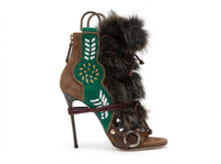 Bottine à talon marron Daim Synthétique Femme - Santiags multicolores avec fourrure et broderies 3