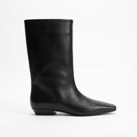 Botte haute noir Synthétique Femme - Bottes santiags minimalistes au bout carré 2