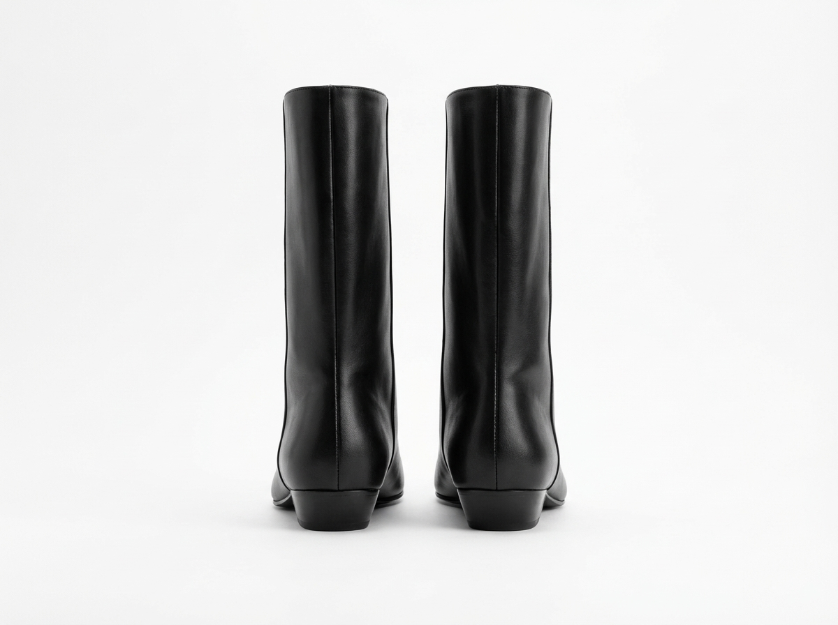 Botte haute noir Synthétique Femme - Bottes santiags minimalistes au bout carré 3