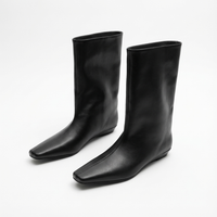 Botte haute noir Synthétique Femme - Bottes santiags minimalistes au bout carré 1