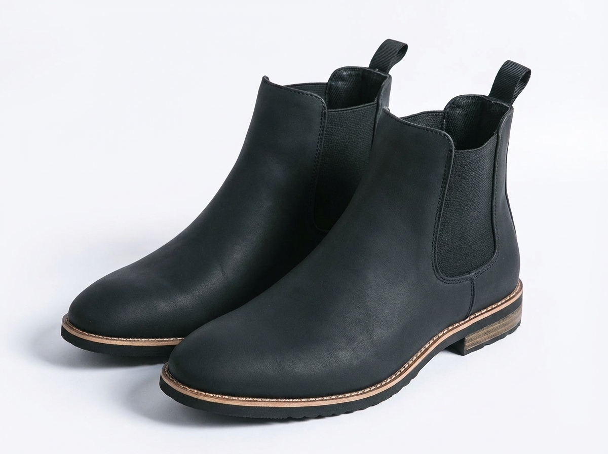 Bottine chelsea noir Simili Cuir Homme - Style épuré avec bout légèrement carré