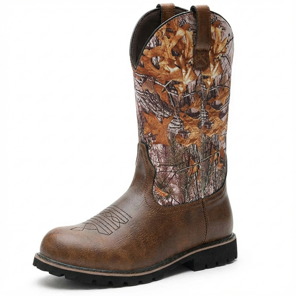 Santiag mi-haute marron Synthétique Homme - Camouflage automnal à coutures discrètes