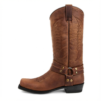 Santiag mi-haute marron Synthétique Homme - Style western avec ornements métalliques 3