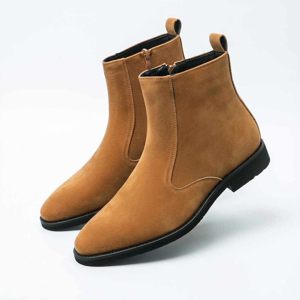 Santiag mi-haute camel Daim Synthétique Homme - Élégance moderne à bout arrondi