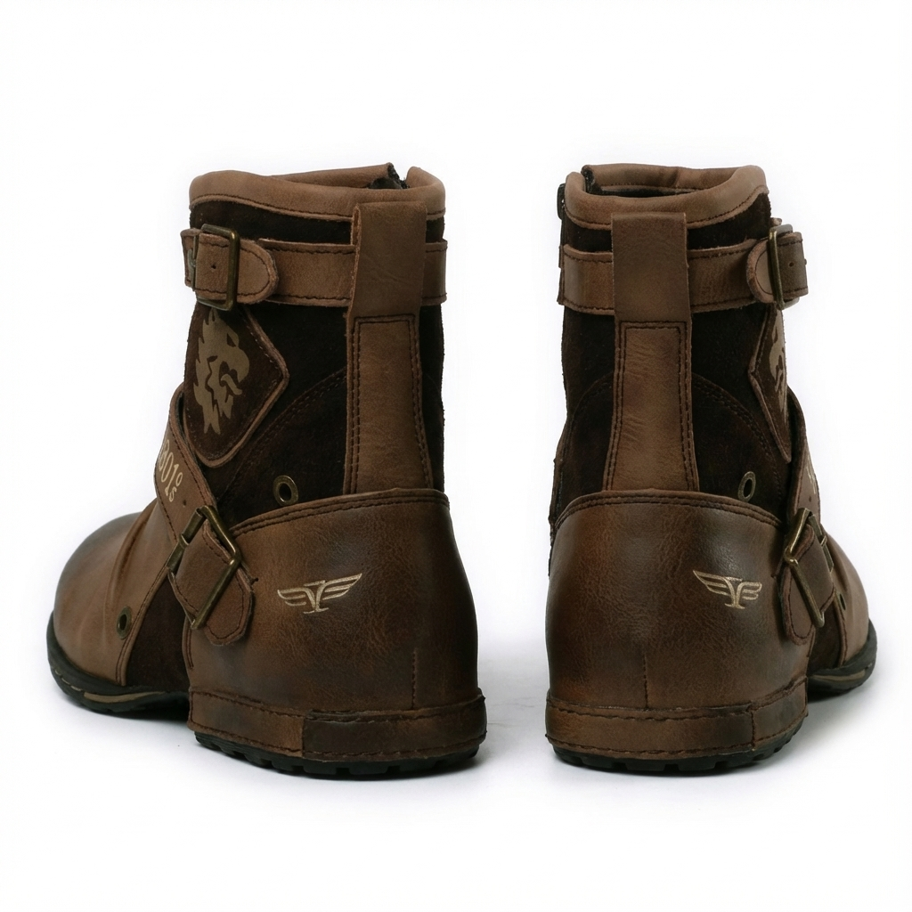 Bottine à talon marron Synthétique Femme - Motifs floraux et boucle unique 2