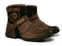 Bottine à talon marron Synthétique Femme - Motifs floraux et boucle unique 3