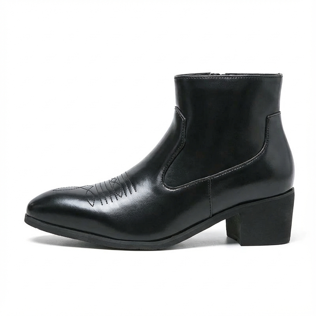 Santiag basse noir Simili Cuir Homme - Chelsea élégante à bout pointu 3