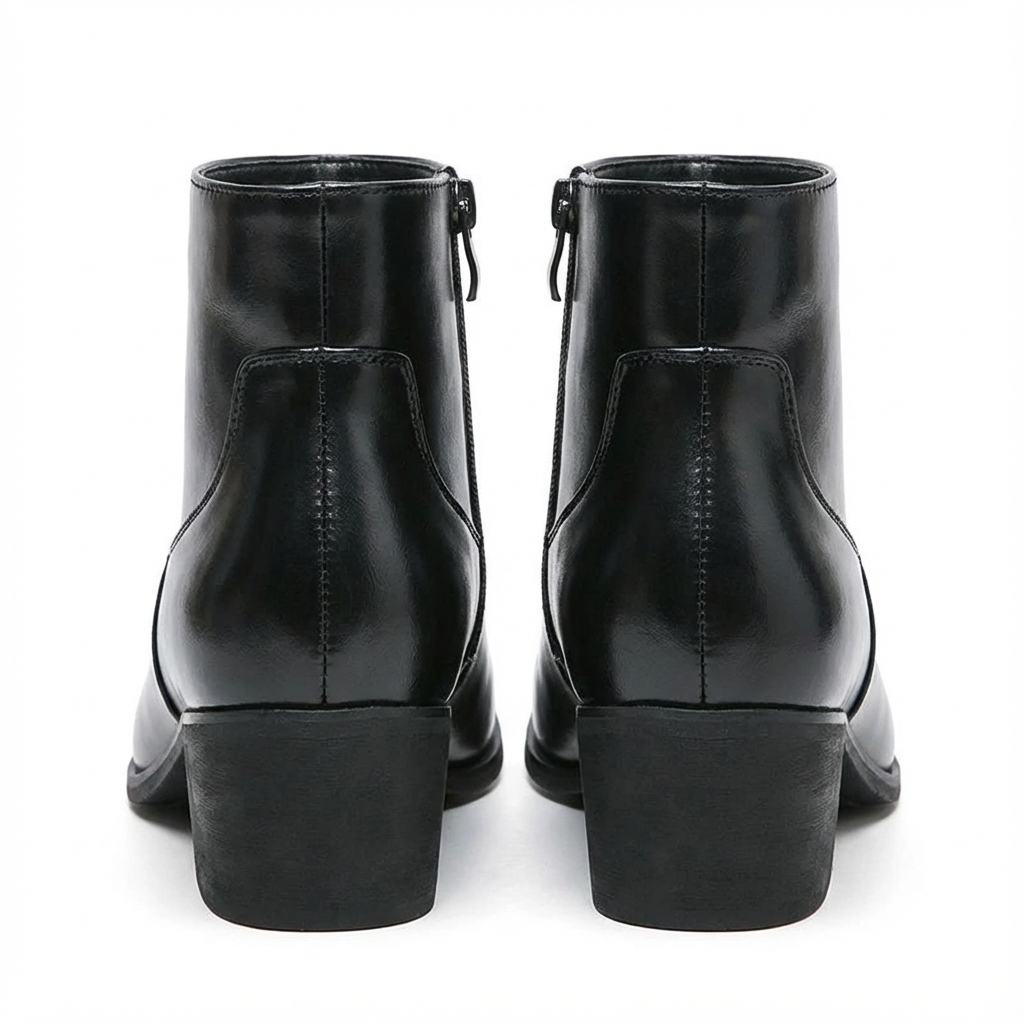 Santiag basse noir Simili Cuir Homme - Chelsea élégante à bout pointu 5
