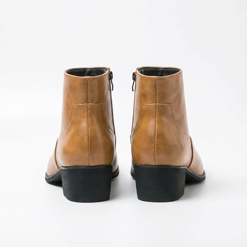 Santiag basse camel Synthétique Homme - Style moderne avec zip latéral pratique 3