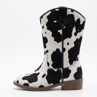 Santiag mi-haute multicolore Simili Cuir Fille - Motif peau de vache noir et blanc 2
