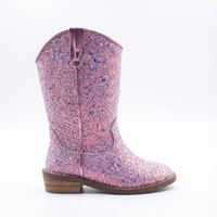 Santiag mi-haute rose à paillettes Synthétique Fille - Rose pailleté, détails festifs éclatants 2