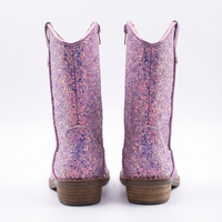 Santiag mi-haute rose à paillettes Synthétique Fille - Rose pailleté, détails festifs éclatants 3