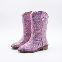 Santiag mi-haute rose à paillettes Synthétique Fille - Rose pailleté, détails festifs éclatants 1