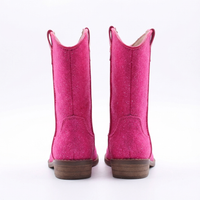 Santiag mi-haute rose Simili Cuir Fille - Effet brillant rose avec coutures décoratives 3