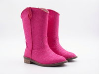 Santiag mi-haute rose Simili Cuir Fille - Effet brillant rose avec coutures décoratives 1