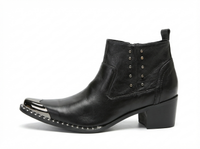 Santiag mi-haute noir Cuir Homme - Bout métallique et rivets punk 2