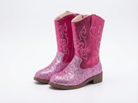 Santiag haute rose à paillettes Synthétique Fille - Rose scintillantes avec broderies élégantes 1