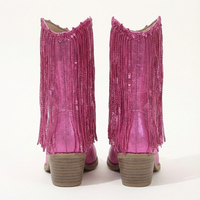Santiag mi-haute rose Synthétique Fille - Franges brillantes et paillettes scintillantes 3
