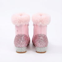 Bottine plate rose à paillettes Synthétique Fille - Rose à paillettes et fausse fourrure 3