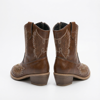 Santiag haute marron Synthétique Fille - Bottes marron, ailes brodées, clous dorés 5