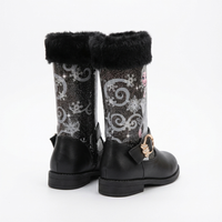 Santiag haute noir Synthétique Fille - Motifs magiques et boucle dorée 3