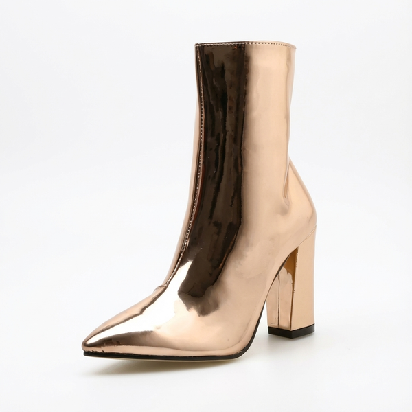 Santiag mi-haute doré Synthétique Femme - Surface bling-bling et allure moderne - three_quarter_view