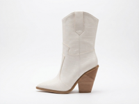 Santiag mi-haute blanc Simili Cuir Femme - Talon carré et bout pointu élégant 2