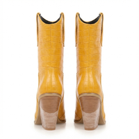 Santiag mi-haute jaune Simili Cuir Femme - Texture crocodile moderne et talon incliné 3