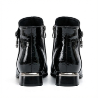 Bottine à talon noir Cuir Femme - Santiags à texture crocodile et nœud 3