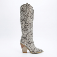 Santiag mi-haute gris Daim Femme - Motif serpent chic et audacieux 3