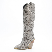 Santiag mi-haute gris Daim Femme - Motif serpent chic et audacieux 1