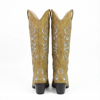 Santiag mi-haute camel Simili Cuir Femme - Broderies florales sophistiquées et élégantes 3