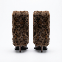 Bottine à talon marron foncé Synthétique Femme - Motif léopard, pointe effilée élégante 3