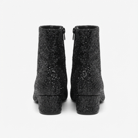 Bottine noir à paillettes Simili Cuir Femme - Santiags pailletées à allure glamour 3