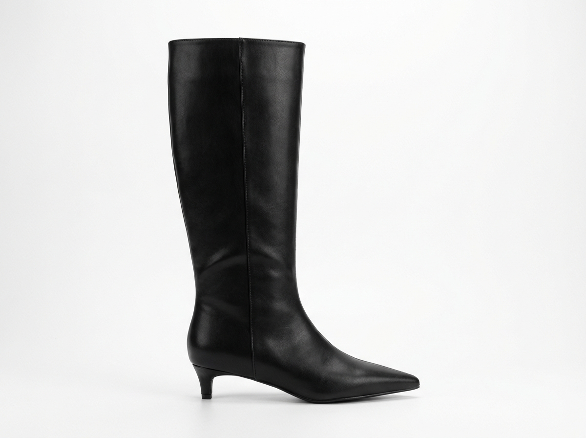 Botte haute noir Synthétique Femme - Santiags noires élégantes à bout pointu 2