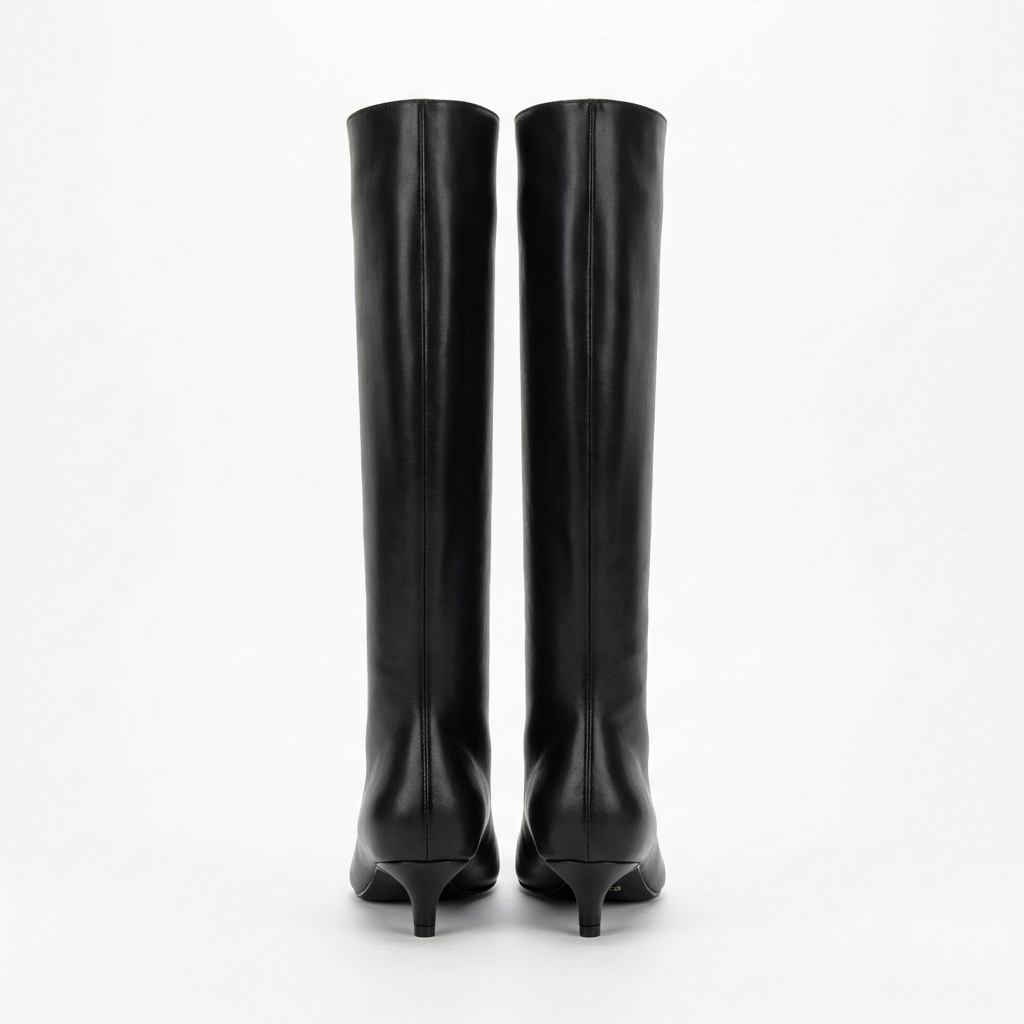 Botte haute noir Synthétique Femme - Santiags noires élégantes à bout pointu 3
