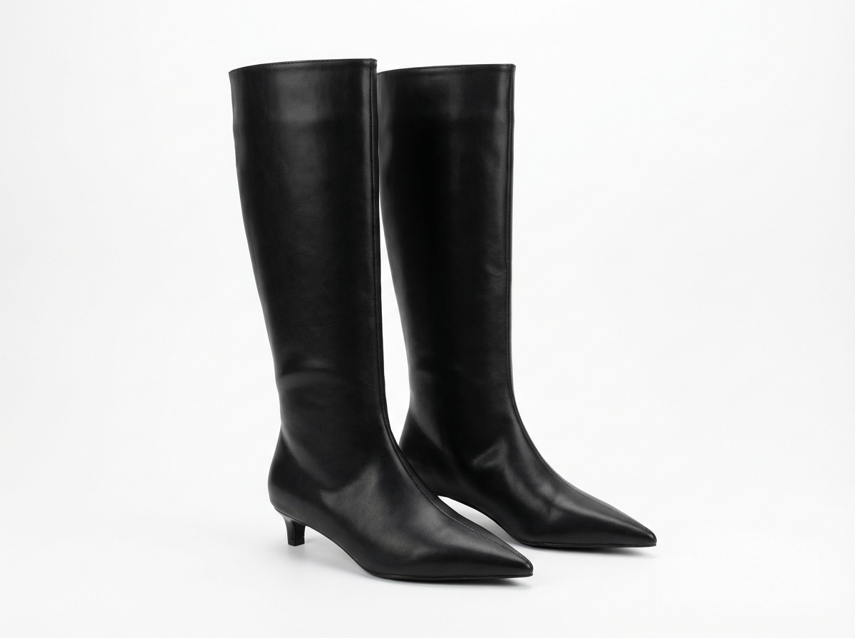 Botte haute noir Synthétique Femme - Santiags noires élégantes à bout pointu